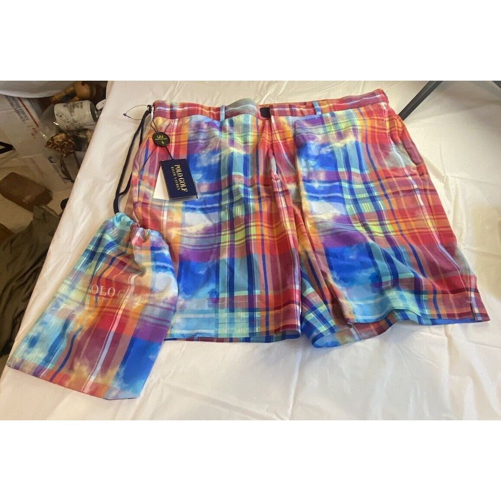 Men's Ralph‎ Lauren Polo Lined Multicolored Golf Shorts with Bag - Size 34- NWT